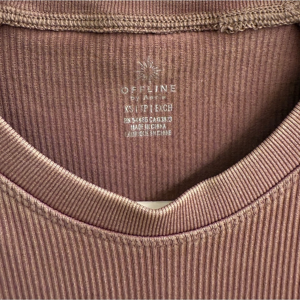 Aerie Offline Big Chill Ribbed Long Sleeve Crop Top sz XS - Picture 7 of 8